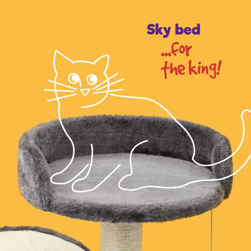 Petlicity Cat Bed with Scratch Post Grey 2