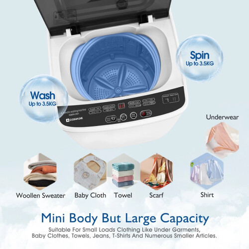 2 in1 Automatic Washing Machine Compact Portable Laundry 3.5kg Washer Spin Dryer 2