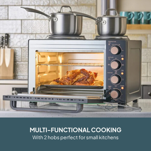 Cooks Professional Cooks Professional 28L Mini Oven with 2 Hobs | Black / Copper 1