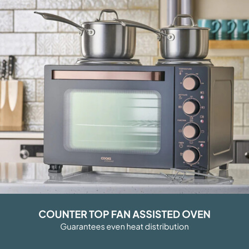 Cooks Professional Cooks Professional 28L Mini Oven with 2 Hobs | Black / Copper 2