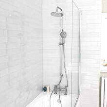 Nes Home Round Shower Mixer Bath Filler Tap, Handset & Riser Rail Kit