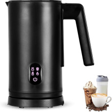 Electric Milk Frother & Steamer, Automatic Foam Maker for Lattes Stainless Steel, 4 Modes, Touch Control, Auto Shut-Off Black