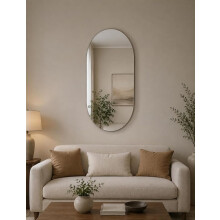 Frameless Oval Wall Mirror Glass Round Edge 40x70Cm