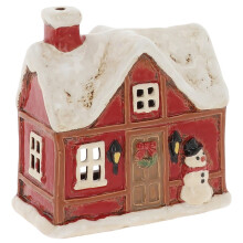 Village Pottery Christmas Tudor Snowman House Tea Light Holder