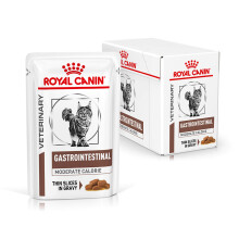 Royal Canin Veterinary Gastrointestinal Moderate Calorie Wet Cat Food Thin Slices in Gravy - 48 x 85g Pouches