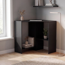 (Black) Hetton Corner Computer Desk PC Office Study Table