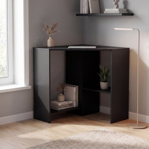 Home Discount (Black) Hetton Corner Computer Desk PC Office Study Table