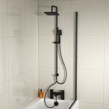 Nes Home Square Shower Mixer Tap, Handset, Riser Rail Kit Matte Black