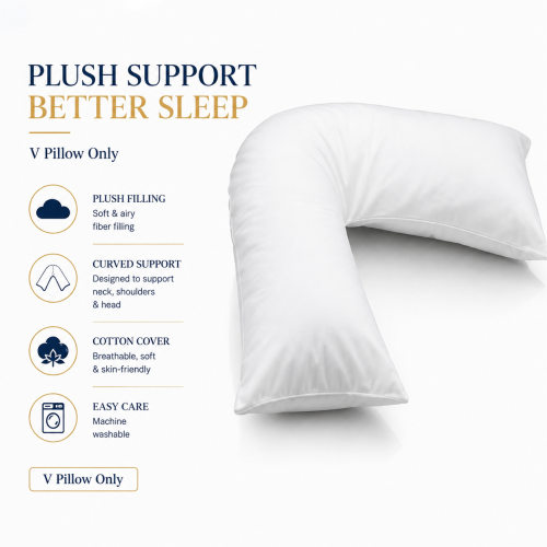 (Hollowfiber) Orthopaedic V Pillow Head Neck Support Hollow fiber & Duck Feather Extra Filled Super Quality V Pillow