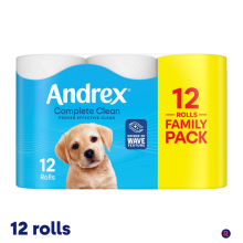 Andrex Complete Clean Toilet Rolls - 12 Toilet Rolls