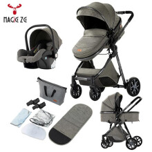 Poussette trio Magic ZC Yhdistettävät vaunut, Vaunu, Ylellinen vaunu, Sateensuoja + Käsilaukku + 360 kääntyvät pyörät