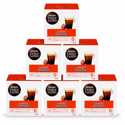 Nescafe Nescafe Dolce Gusto Coffee Pods 6 Boxes (96 drinks), Cafe Lungo Decaf