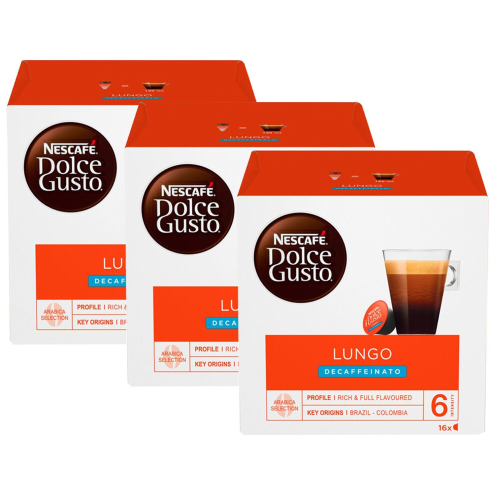 Nescafe Dolce Gusto Coffee Pods 3X Boxes /24 Caps Cafe Lungo Decaf