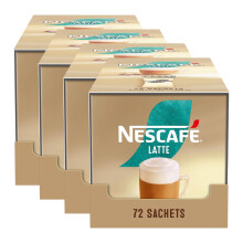 Nescafe Latte Instant Coffee Sachets 72 Pack (Pack of 4) - Creamy Frothy Drink