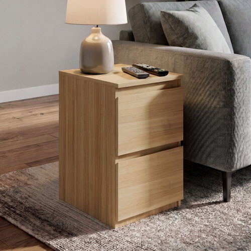 Vida Designs (Pine) Denver 2 Drawer Bedside Chest, Modern Nightstand Storage Table- Set of 2 1