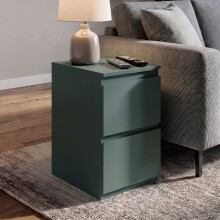 (Green) Denver 2 Drawer Bedside Chest, Modern Nightstand Storage Table- Set of 2
