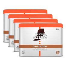 Nescafe Azera Americano Instant Coffee with Ground Beans 500g (Pack of 4) - Rich Smooth Blend