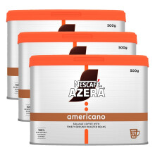 Nescafe Azera Americano Instant Coffee with Ground Beans 500g (Pack of 3) - Rich Smooth Blend