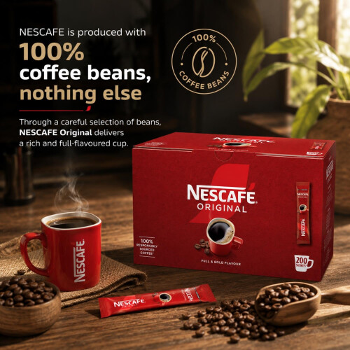 Nescafe Nescafe Original Instant Coffee 200 Sachets (Pack of 2) - Double Filter Technology 1