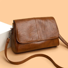 (Brown) Retro Oil Wax Leather Crossbody Bag,with Textured and Vintage Feel,Simple and Elegant Flap Design,and Adjustable Shoulder Strap