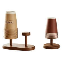 Wooden DIY Paper Cup Storage Rack for Coffee Bar, Countertop Disposable Cup Dispenser