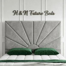 (Cream(No Mattress), 3ft Single(2 Drawer)) Sunrise Panel Divan Bed Base Plush Velvet Upholstered Drawers Storage Bed 54" Headboard