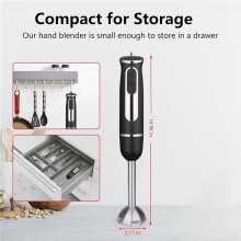 Electric Immersion Blender Hand Handheld 600W Multiple Gears Speed Tainless Steel Blades Emulsion Blender EU Plug