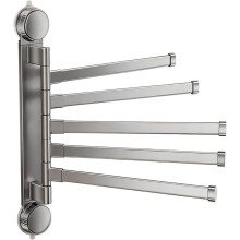 5-Arm Swivel Towel Rack Wall Mounted 180 Rotation Carbon Steel Adjustable Holder for Bathroom Kitchen Black