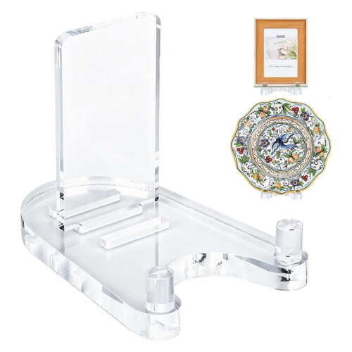 Acrylic Easel Display Stand for 8" to 12" Plates, Frames, and Artwork - Adjustable Clear Holder 2