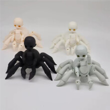 1/12 Bjd Doll Spider Blank Body Full Articulated Joints Unpainted Blank Figurine Gift for Diy Custom Black