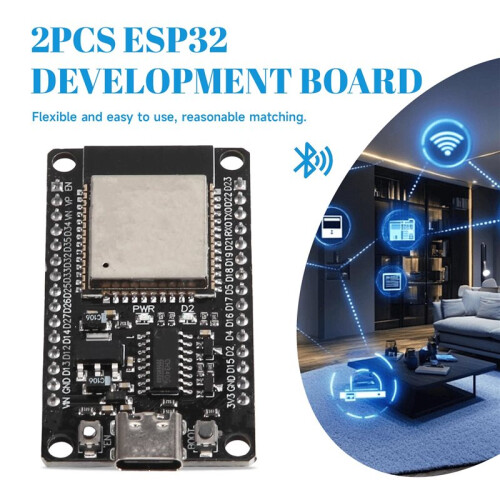 2Pcs ESP32 Development Board 2.4GHz WiFi  2-in-1 Dual Core Module Low Power MCU for  Home DIY Electro