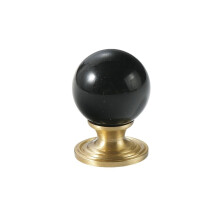 25mm Brass Drawer Knob with Natural Stone Inlay - Cabinet Wardrobe Door Handle Cabinet Wardrobe Door Handle Obsidian