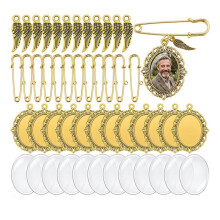12 Set Wedding Bouquet Photo Charms Memorial Boutonniere Charm Frame Pins for Graduation Wedding Jewelry Making