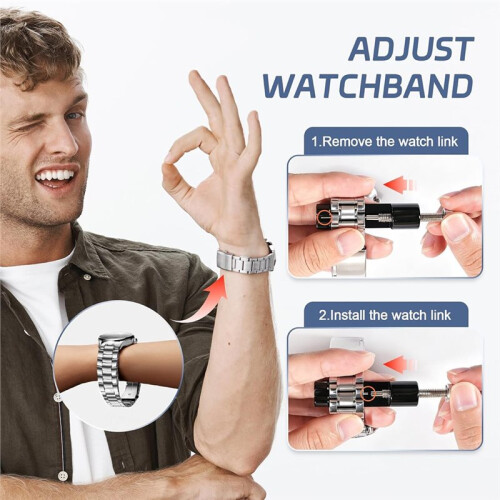 Watch Link Removal Tool, Watch Strap Tool Kit, Watch Bracelet Adjustment and Replacement Tool, with Double-Ended Pin 2