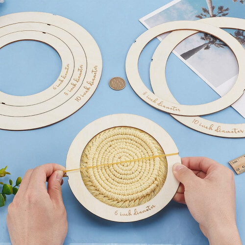 6Pcs Round Macrame Cutting Molds Wooden Macrame Cutting Tool Macrame Wall Hanging Tool  Cutting Template