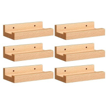 6pcs Wooden Vinyl Record Display Shelf - Wall Mountable LP Album Holder for 12-Inch Records, Modern Storage Rack