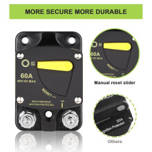 60 Ampère Zekering  12V-48V met Handmatige Resetschakelaar voor , Auto-voor Audio, Boot-Sleepmotor, Stereo-voor Audio