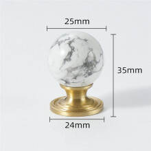 25mm Brass Drawer Knob with Natural Stone Inlay - Cabinet Wardrobe Door Handle Cabinet Wardrobe Door Handle Obsidian