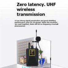 UHF Trådlös Kavajmikrofon 38 M Lång Räckvidd Noll Latens Lavaliermikrofon för Undervisning Liveframträdanden