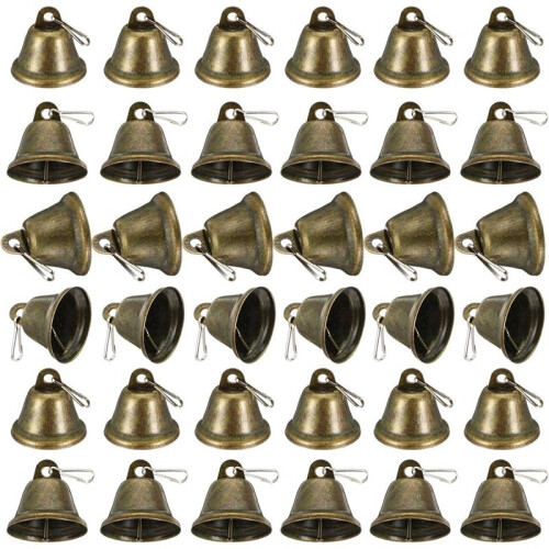 100Pcs Bronze Bells Vintage Small Bells with Spring Hooks for  Wind Chimes Wedding Decor