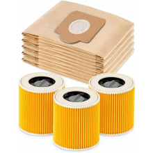 Sacs et Filtres pour Aspirateur - Compatibles avec les Modèles pour WD3, WD3P, MV3, MV3P, Kit de Filtres, Références 6.959-130.0 / 6.414-552.0