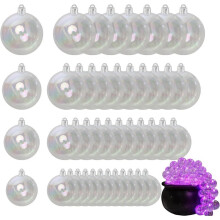 50 Bolas Decorativas Iridescentes para Fazer Caldeirões de Bolhas de Halloween DIY, 4 Tamanhos, Bolas Decorativas de Natal Transparentes e
