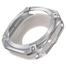 Rugged Bezel Case for Watch 7/8 Ultra 47mm Case, PC+ Zinc Alloy Protective Cover Bumper Silver