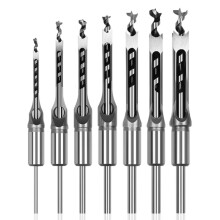 7pcs Square Hole Drill Bit Set, HSS Woodworking Mortising Chisel Bits 1/4-5/8 Inch for Wood Mortiser