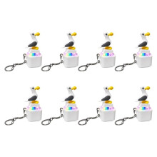 Chaveiro com 8 Peças de Teclas de Gaivota Luminosa com Som Brinquedo Antistress Criativo Pendente Eletrônico Recarregável