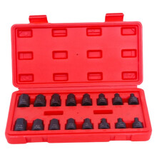 3/8'' Drive Low Profile Impact Hex Driver Set,16-Piece Hex Bit Socket Set, CR-V Steel, SAE/Metric, (1/4" - 3/4", 6-19mm)