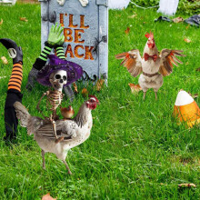 2 Stuks Halloween Metalen Tuindecoratie Skelet Rijdende Haan Metalen Tuinbord Imitatie Halloween Ornament