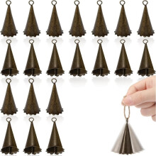 20 Stück Hexenglocken für Bastelarbeiten, -Bronzeglöckchen mit Floralem Rand, Vintage-Indische Hängedekoration für DIY-Windspiele, 20 Stück