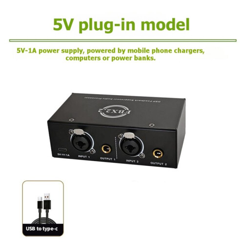 Dual Channels Passive Hum Eliminator Box Fully Automatic Feedback Suppressor for Audio Equipments Only Cable 1