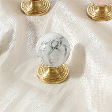25mm Brass Drawer Knob with Natural Stone Inlay - Cabinet Wardrobe Door Handle Cabinet Wardrobe Door Handle Obsidian